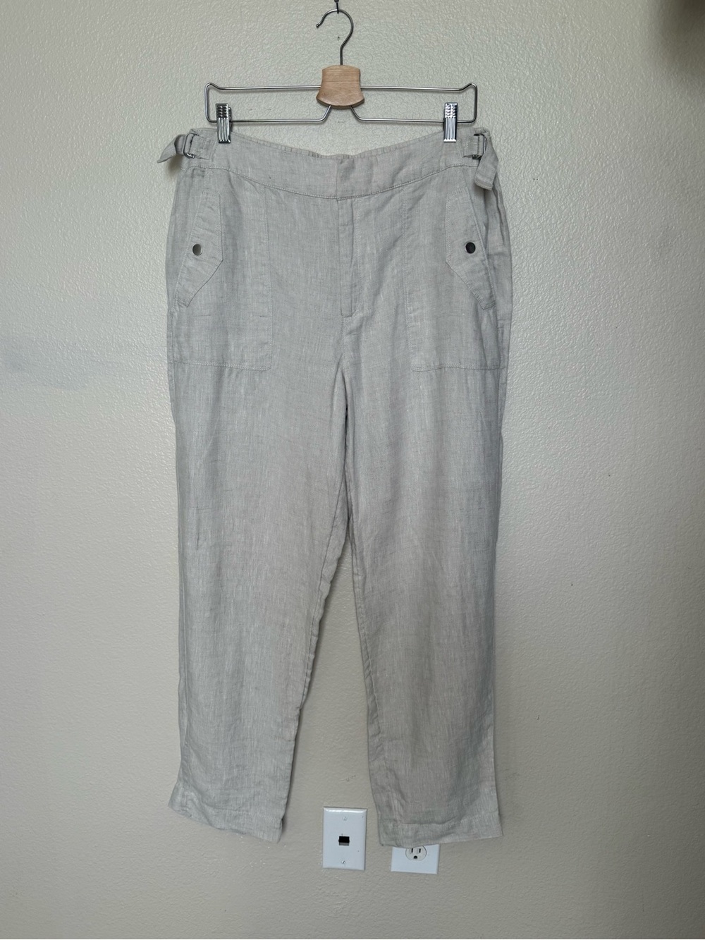 Athleta Neutral Beige 100% Linen Pants
